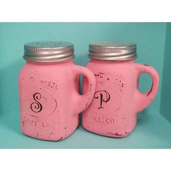 Hand Crafted Other - Rustic Farmhouse Mason Jar Salt and Pepper Shaker Set Coral